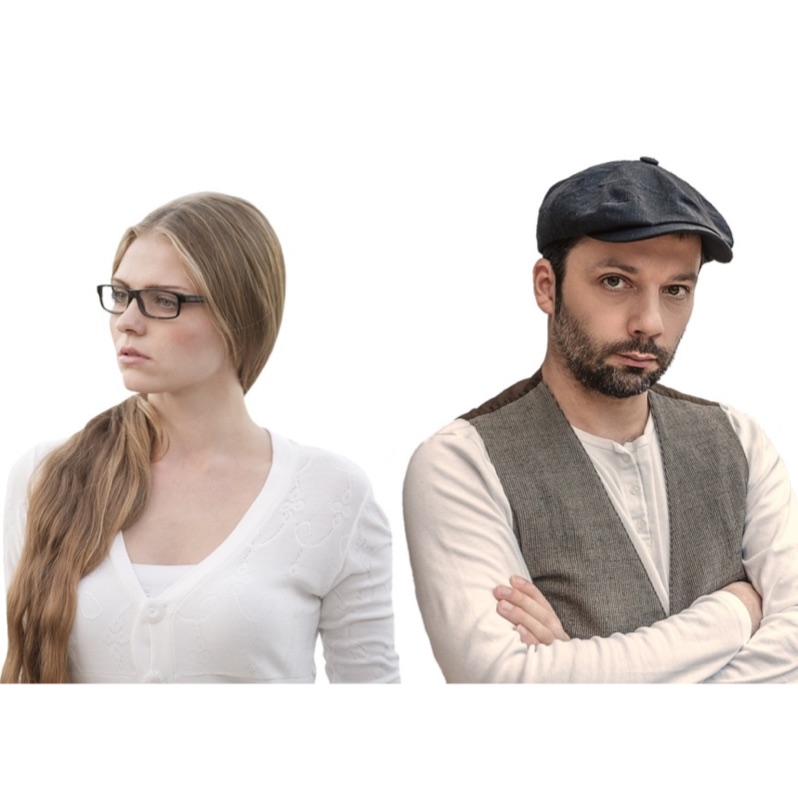 Couple sitting back to back, distant from one another